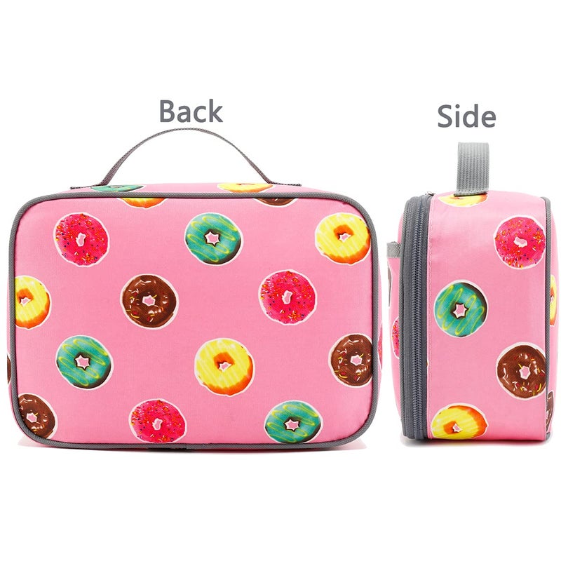 FlowFly Kids Lunch box Insulated Soft Bag Mini Cooler Back to School Thermal Meal Tote Kit for Girls, Boys, Doughnut - Image 5